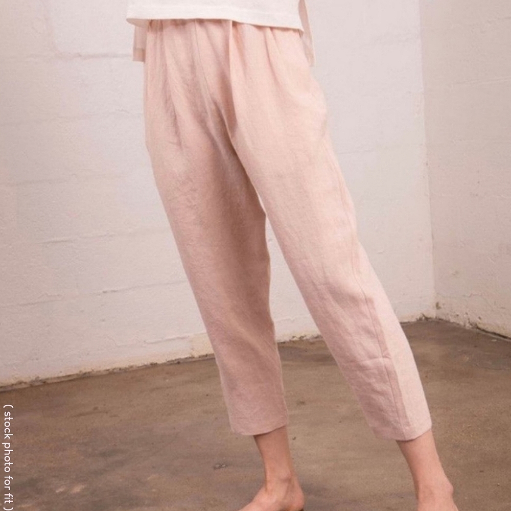 Ilana Kohn high waist cropped linen pants in blush pink